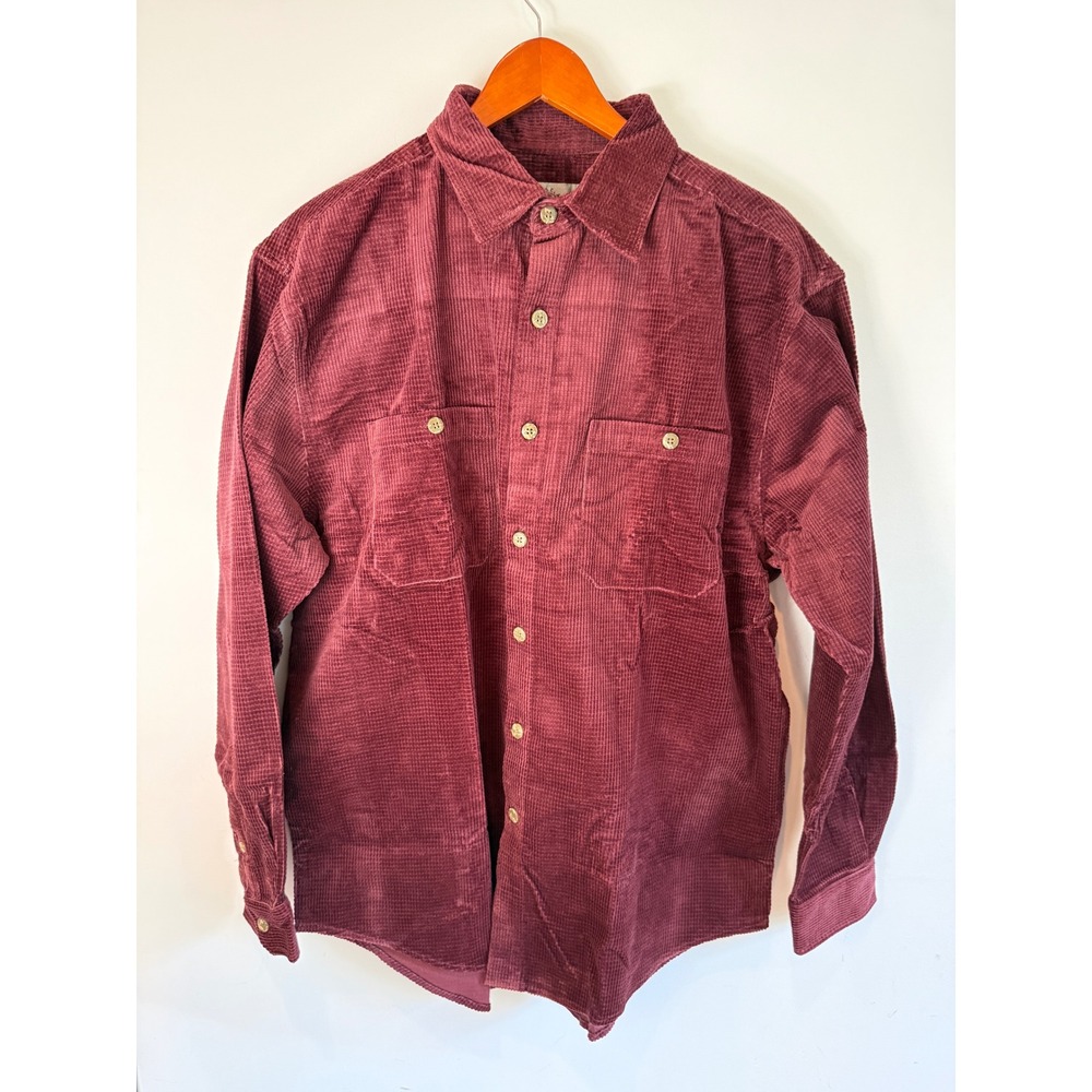 THE TERRITORY AHEAD Vintage Waffle Corduroy Button Down Shirt Burgundy Large